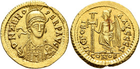 UNCERTAIN GERMANIC TRIBES, Pseudo-Imperial coinage. Late 5th century AD or slightly later. Solidus (Gold, 20 mm, 4.33 g, 6 h), imitating Zeno (476-491...