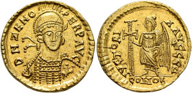 UNCERTAIN GERMANIC TRIBES, Pseudo-Imperial coinage. Late 5th century AD or slightly later. Solidus (Gold, 19 mm, 4.38 g, 6 h), imitating Zeno (476-491...
