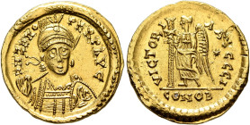 UNCERTAIN GERMANIC TRIBES, Pseudo-Imperial coinage. Late 5th century AD or slightly later. Solidus (Gold, 20 mm, 4.24 g, 6 h), imitating an issue of O...