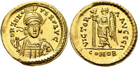 UNCERTAIN GERMANIC TRIBES, Pseudo-Imperial coinage. Late 5th century AD or slightly later. Solidus (Gold, 20 mm, 4.36 g, 6 h), imitating an issue of O...