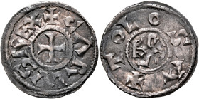 CAROLINGIANS. Charles le Chauve (the Bald), as Charles II, king of West Francia, 840-877. Denier (Silver, 22 mm, 1.72 g, 5 h), class 1d, Tolosa (Toulo...