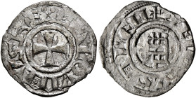 CRUSADERS. Latin Kingdom of Jerusalem. Baldwin III, 1143-1163. Denier (Silver, 18 mm, 0.74 g, 6 h). ✠BALDVINVS⁝REX Cross pattée within circle. Rev. ✠D...