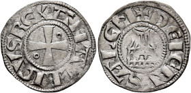 CRUSADERS. Latin Kingdom of Jerusalem. Amaury, 1163-1174. Denier (Silver, 17 mm, 0.80 g, 12 h). AMALRICVS REX Cross with pellets in two angles. Rev. ✠...