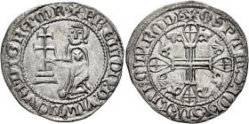 CRUSADERS. Knights of Rhodes (Knights Hospitallers). Hélion of Villeneuve, 1319-1346. Gigliato (Silver, 27 mm, 3.68 g, 4 h). ✠ •FR:ЄLIOn •D'•VILA•nOVЄ...