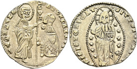CRUSADERS. Venetians in the Levant. 14th to 15th centuries. Ducat (Electrum, 21 mm, 3.45 g, 2 h), uncertain mint, struck in the name of Andrea Dandolo...