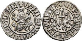 ARMENIA, Cilician Armenia. Royal. Levon I, 1198-1219. Tram (Silver, 22 mm, 3.01 g, 2 h). 'Levon King of all the Armenians' (in Armenian) Levon seated ...