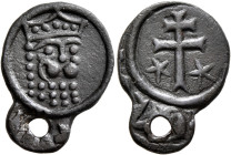 ARMENIA, Cilician Armenia. Royal. Levon I, 1198-1219. Tank (Bronze, 21 mm, 2.59 g, 11 h), Sis. ['Levon King of the Armenians'] (in Armenian) Crowned l...
