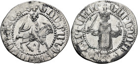 ARMENIA, Cilician Armenia. Royal. Gosdantin I, 1298-1299. Double Tram (Silver, 28 mm, 5.72 g, 7 h), Sis. +ԿՈՍՏԱՆԴԻԱՆ ՈՍ ԹԱԳ ՈՐ ՀԱՅՈՑ ('Gosdantin King ...