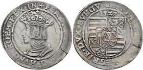 AUSTRIA. Holy Roman Empire. Ferdinand I, 1526-1564. Pfundner 1527 (Silver, 28 mm, 5.75 g, 4 h), Wien (Vienna). ✠FERDINAND D•G•HVNG•BOEM•REX•IN Crowned...