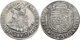 AUSTRIA. Holy Roman Empire. Ferdinand II, Archduke, 1564-1595. Taler (Silver, 38 mm, 28.36 g, 12 h), Hall, no date. •FERDINAND:D:G:ARCHIDVX:AVSTRIAE C...