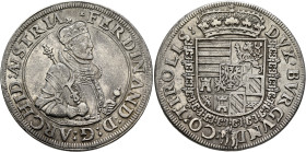 AUSTRIA. Holy Roman Empire. Ferdinand II, Archduke, 1564-1595. Taler (Silver, 40 mm, 28.44 g, 12 h), Hall, no date. ✱FERDINAND:D:G:ARCHID:AVSTRIA Crow...