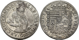 AUSTRIA. Holy Roman Empire. Ferdinand II, Archduke, 1564-1595. Taler (Silver, 40 mm, 28.15 g, 12 h), Hall, no date. •FERDINAND:D:G:ARCHIDVX•AVSTRI• Cr...