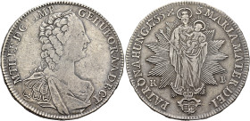 AUSTRIA. Holy Roman Empire. Maria Theresia, Empress, 1740-1780. Taler 1755 KB (Silver, 41 mm, 27.82 g, 12 h), Kremnitz (Kremnica). M•THER•D:G•R•IMP• -...