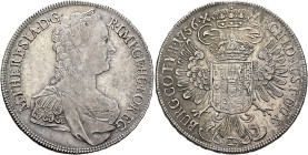 AUSTRIA. Holy Roman Empire. Maria Theresia, Empress, 1740-1780. Taler 1756 (Silver, 41 mm, 28.00 g, 12 h), overdate variety with 6 over 5, Wien (Vienn...