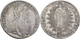AUSTRIA. Holy Roman Empire. Maria Theresia, Empress, 1740-1780. Taler 1763 KB (Silver, 41 mm, 28.00 g, 12 h), Kremnitz (Kremnica). M•THER•D:G•R•IMP• -...