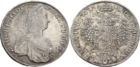 AUSTRIA. Holy Roman Empire. Maria Theresia, Empress, 1740-1780. Taler 1763 (Silver, 41 mm, 28.00 g, 12 h), Hall. M•THERESIA•D:G• - R•IMP•GE•HU•BO•REG•...