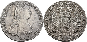 AUSTRIA. Holy Roman Empire. Maria Theresia, Empress, 1740-1780. Taler 1764 (Silver, 40 mm, 27.84 g, 12 h), Hall. M•THERESIA•D:G•R• - IMP•GE•HU•BO•REG•...