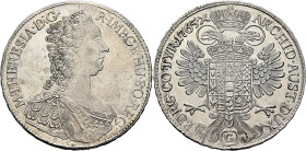 AUSTRIA. Holy Roman Empire. Maria Theresia, Empress, 1740-1780. Taler 1765 G (Silver, 41 mm, 28.06 g, 12 h), Günzburg. M•THERESIA•D:G• - R•IMP•GE•HU•B...