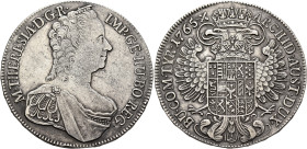 AUSTRIA. Holy Roman Empire. Maria Theresia, Empress, 1740-1780. Taler 1765 (Silver, 41 mm, 27.89 g, 12 h), Hall. M•THERESIA•D:G• - R•IMP•GE•HU•BO•REG•...