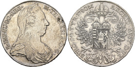 AUSTRIA. Holy Roman Empire. Maria Theresia, Empress, 1740-1780. Taler 1780 (Silver, 41 mm, 27.99 g, 12 h), Wien (Vienna). M•THERESIA•D:G• - R•IMP•HU•B...