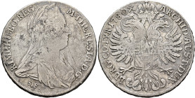 AUSTRIA. Holy Roman Empire. Maria Theresia, Empress, 1740-1780. Taler (Silver, 41 mm, 27.34 g, 12 h), Günzburg or Firenze (Florence), dated 1780, but ...