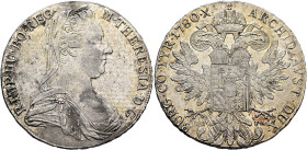 AUSTRIA. Holy Roman Empire. Maria Theresia, Empress, 1740-1780. Taler (Silver, 40 mm, 27.99 g, 12 h), Wien (Vienna), dated 1780, but a later restrike ...