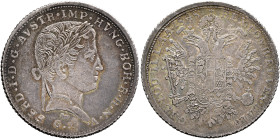 AUSTRIA. Kaisertum Österreich. Ferdinand I, 1835-1848. Fiorino = 1/2 Konventionstaler 1848 G.M (Silver, 31 mm, 14.00 g, 12 h), Mantua. FERD. I. D. G. ...