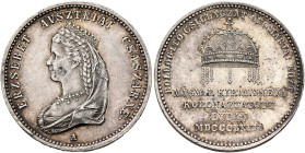 AUSTRIA. Kaisertum Österreich-Ungarn. Franz Josef I, 1867-1916. Coronation Jeton 1867 A (Silver, 24 mm, 5.49 g, 12 h), on the coronation in Buda. Larg...