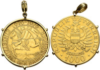 AUSTRIA. Second Republic. 1945-present. 1000 Schilling 1976 (Gold, 27 mm, 15.26 g, 12 h), on the millennium of the investiture of the House of Babenbe...