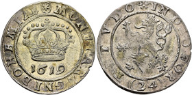 BOHEMIA. České stavovské povstání (Bohemian Revolt), 1619-1620. 24 Kreuzer 1619 (Silver, 30 mm, 7.43 g, 5 h), Kuttenberg (Kutná Hora). MONETA REGIN BO...