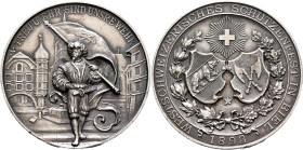 SWITZERLAND. Schützenmedaillen (Shooting Medals). Schützenmedaille (Shooting Medal) 1893 (Silver, 45 mm, 39.19 g, 12 h), on the west Swiss shooting fe...