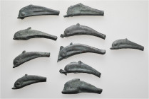 A lot containing 10 bronze coins. All: Olbia. Dolphins. Very fine. LOT SOLD AS IS, NO RETURNS. 10 coins in lot.


From a European collection, forme...