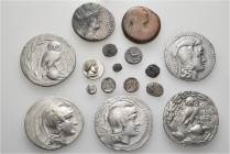 A lot containing 16 silver and bronze coins. All: Greek. Fine to very fine. LOT SOLD AS IS, NO RETURNS. 16 coins in lot.


From the collection of a...