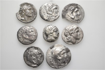 A lot containing 8 silver coins. All: Greek. Tetradrachms. 3 pieces broken. Fair to about very fine. LOT SOLD AS IS, NO RETURNS. 8 coins in lot.


...