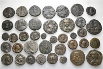 A lot containing 39 silver and bronze coins. Including: Greek, Oriental Greek, Central Asian, Roman Provincial, Roman Imperial, Byzantine and Islamic....