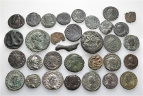 A lot containing 32 silver and bronze coins. Including: Greek, Roman and Byzantine. Fine to very fine. LOT SOLD AS IS, NO RETURNS. 32 coins in lot.
...