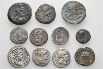 A lot containing 11 silver and bronze coins. Including: Greek, Roman Provincial, Roman Republican and Roman Imperial. Fine to very fine. LOT SOLD AS I...