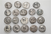 A lot containing 19 silver coins. All: Roman Republican and Imperial. Denarii. Very fine to good very fine. LOT SOLD AS IS, NO RETURNS. 19 coins in lo...