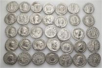 A lot containing 35 silver coins. All: Roman Imperial. Antoniniani. About very fine to good very fine. LOT SOLD AS IS, NO RETURNS. 35 coins in lot.
...