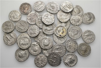 A lot containing 35 silver coins. All: Roman Imperial. Mostly antoniniani. About very fine to good very fine. LOT SOLD AS IS, NO RETURNS. 35 coins in ...