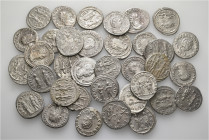 A lot containing 35 silver coins. All: Roman Imperial. Antoniniani. About very fine to good very fine. LOT SOLD AS IS, NO RETURNS. 35 coins in lot.
...