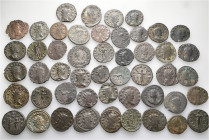A lot containing 49 bronze coins. All: Gallienus and his family. Antoniniani. Fine to very fine. LOT SOLD AS IS, NO RETURNS. 49 coins in lot.


Fro...