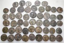 A lot containing 50 bronze coins. All: Gallienus and his family. Antoniniani. Fine to very fine. LOT SOLD AS IS, NO RETURNS. 50 coins in lot.


Fro...