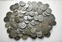 A lot containing 100 bronze coins. All: Roman Imperial. Folles. Fine to very fine. Many repatinated. LOT SOLD AS IS, NO RETURNS. 100 coins in lot.

...