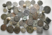 A lot containing 54 bronze and lead coins. All: Byzantine coins, seals and weights. Fair to very fine. LOT SOLD AS IS, NO RETURNS. 54 items in lot.
...