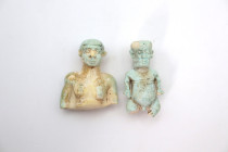 Egyptian Blue Faience Pataikos Amulet Pair, Circa 664-525 B.C