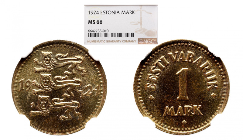 ESTONIA 
Estonia 1 mark 1924 KM 1a NGC - MS 66