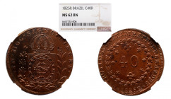 BRAZIL 
Brazil 40 Reis Copper 
40 Reis 1825 R NGC MS 62 BN