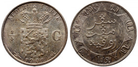 DUTCH EAST INDIES Dutch East Indies&nbsp; 
1/4 florin silver 1901 KM-305 UNC