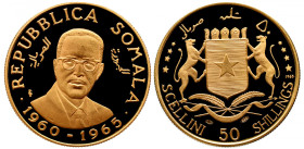 SOMALIA 
Somalia 50 Shillings Gold Proof 
50 Shillings 1965 KM 11